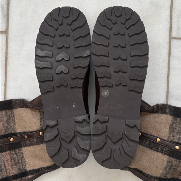 Tory Burch Plaid Flannel & Leather Boots - Picture 9 of 12